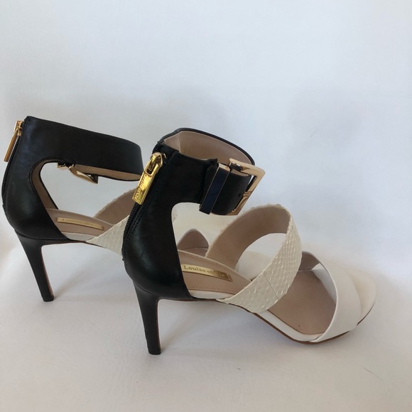 🔴SOLD🔴Louise et Cie Ivory & Black Leather Heels - Picture 2 of 8